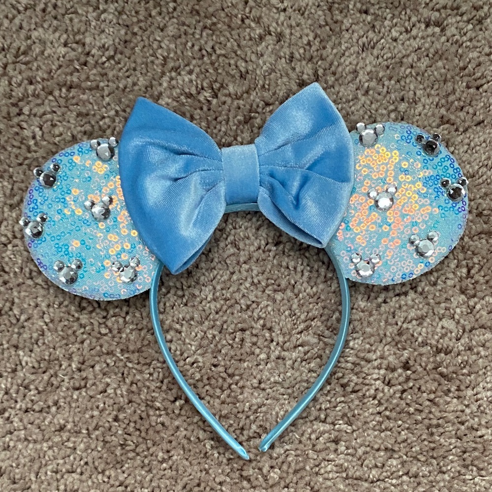 Blue Sequin Mouse Ears Headband